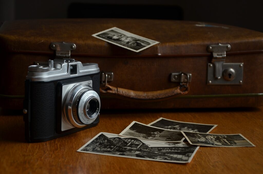 camera and vintage suitcase
